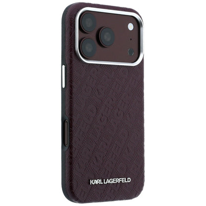 Custodia MagSafe per Apple iPhone 18 Pro / 17 Pro, Karl Lagerfeld, Logo in Metallo Granulato, Vinaccia