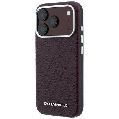 Custodia MagSafe per Apple iPhone 18 Pro / 17 Pro, Karl Lagerfeld, Logo in Metallo Granulato, Vinaccia