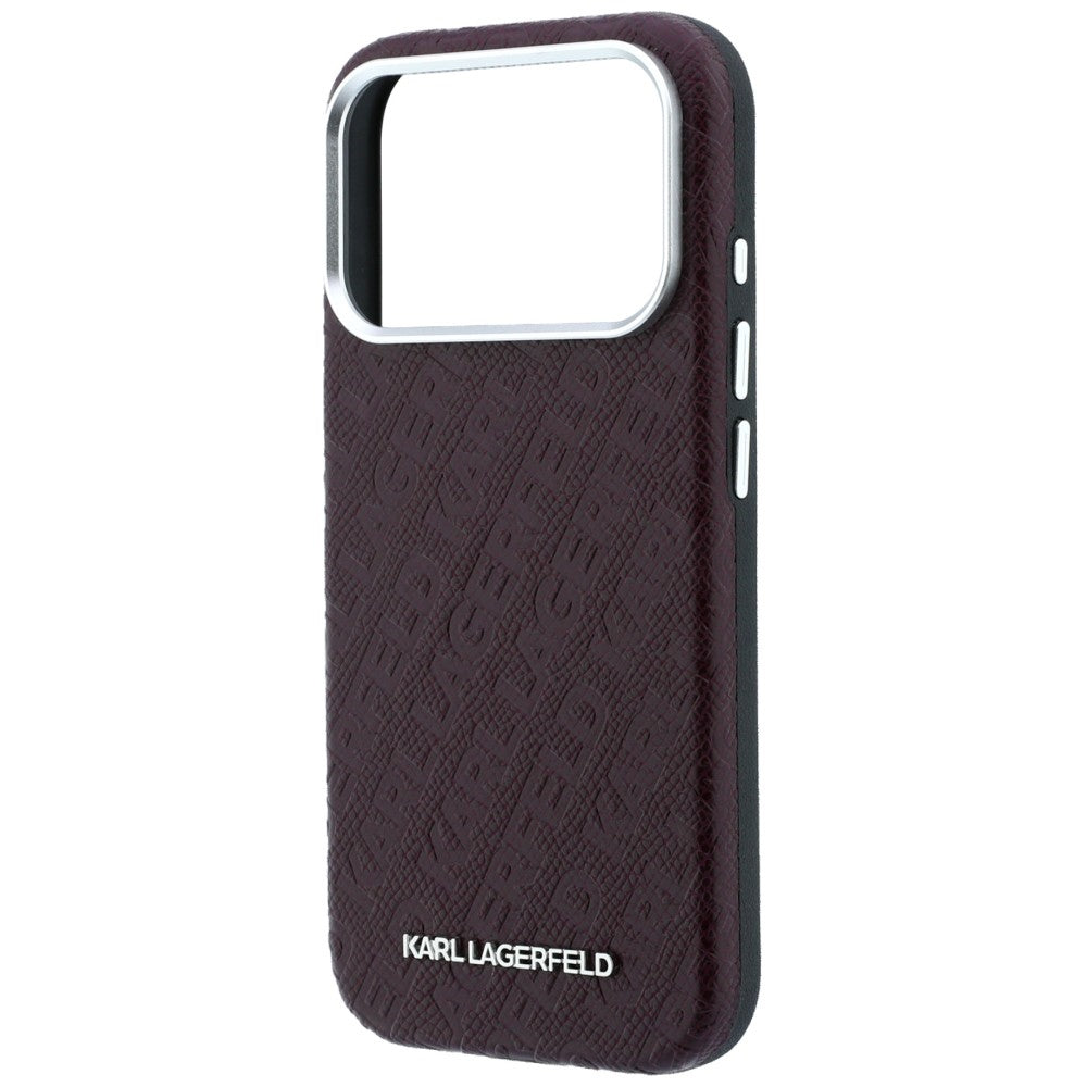 Custodia MagSafe per Apple iPhone 18 Pro / 17 Pro, Karl Lagerfeld, Logo in Metallo Granulato, Vinaccia