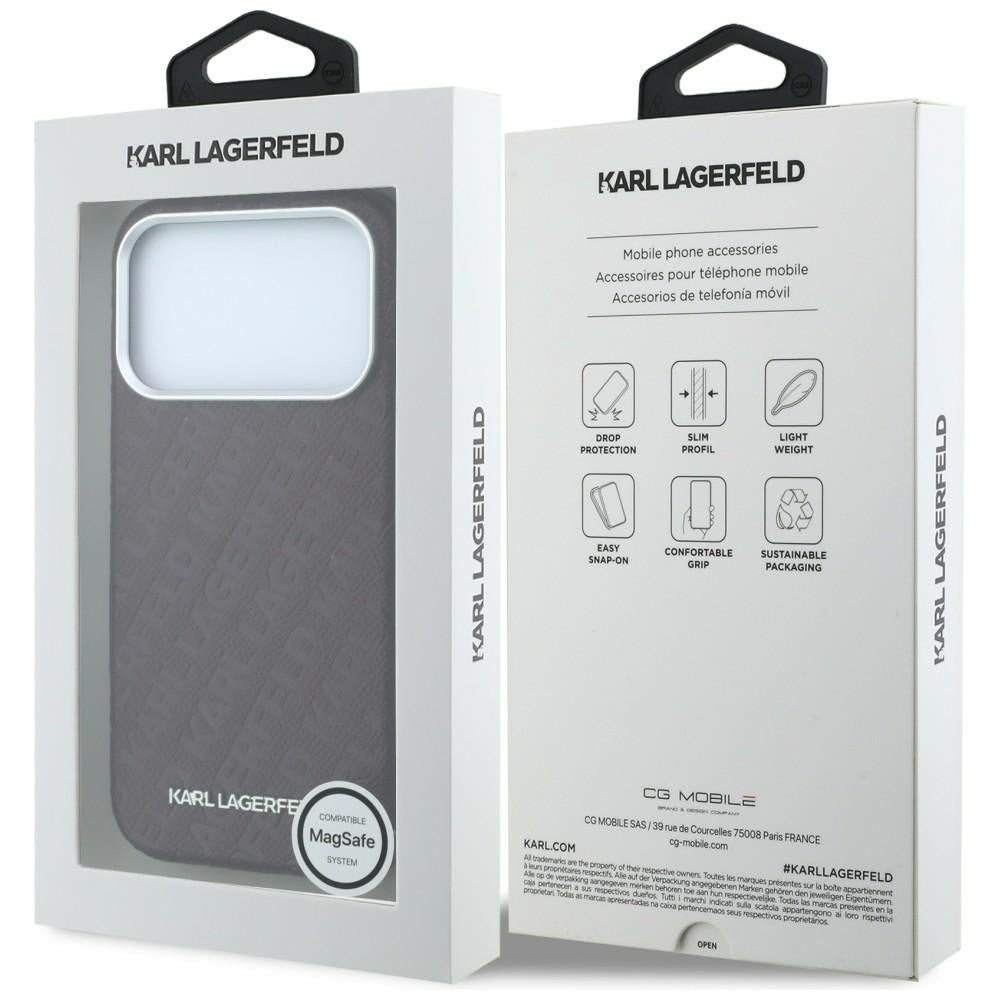 Custodia MagSafe per Apple iPhone 18 Pro / 17 Pro, Karl Lagerfeld, Logo in Metallo Granulato, Vinaccia