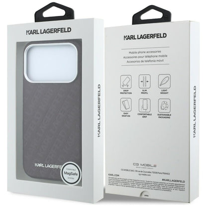 Custodia MagSafe per Apple iPhone 18 Pro / 17 Pro, Karl Lagerfeld, Logo in Metallo Granulato, Vinaccia