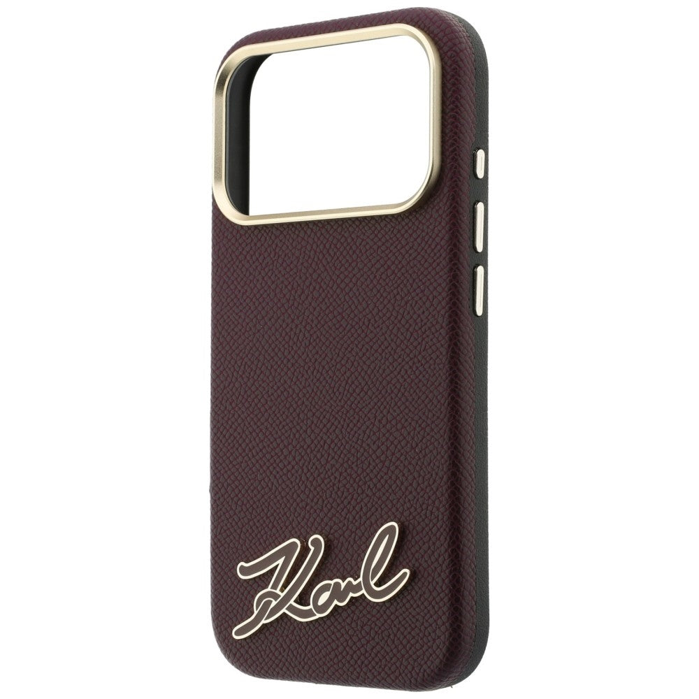 MagSafe-Hülle für Apple iPhone 18 Pro / 17 Pro, Karl Lagerfeld, geprägtes Harz-Signatur-Logo, Weinrot