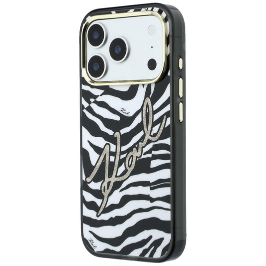 MagSafe-Hülle für Apple iPhone 18 Pro / 17 Pro, Karl Lagerfeld, HC IML Signature Zebra Glitter Gold, Schwarz