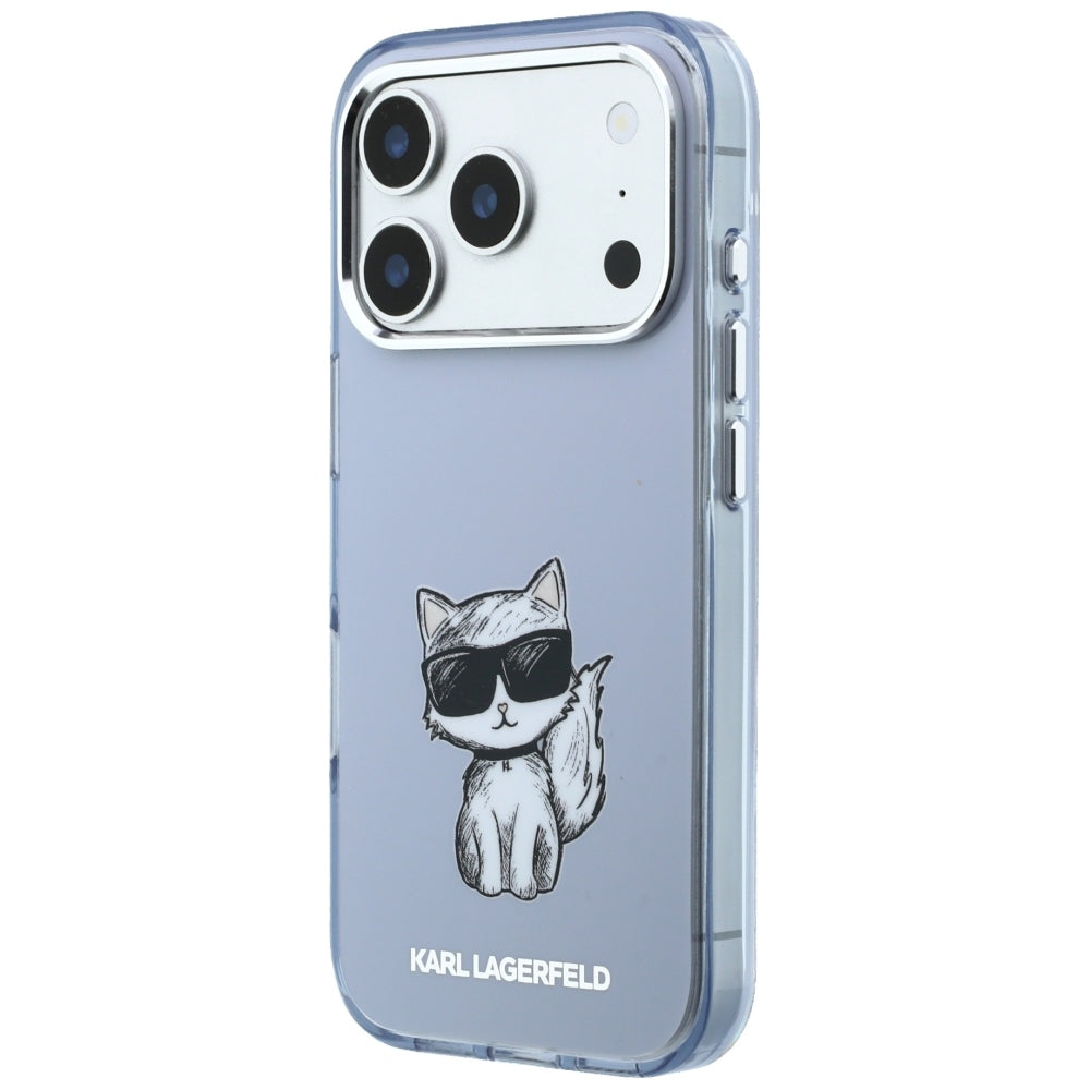 Custodia MagSafe per Apple iPhone 18 Pro / 17 Pro, Karl Lagerfeld, IML Choupette Body Sketch Print, Blu