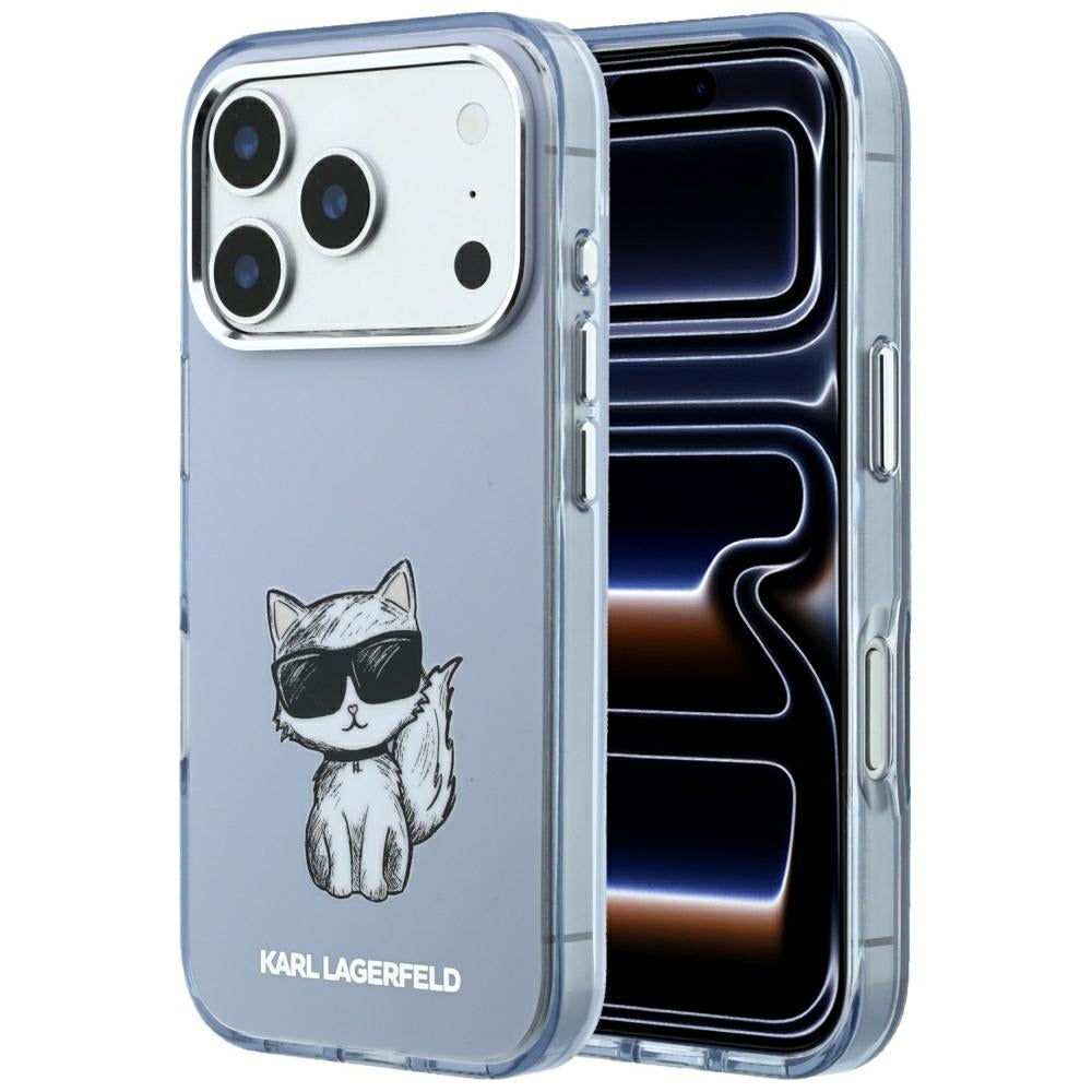 Custodia MagSafe per Apple iPhone 18 Pro / 17 Pro, Karl Lagerfeld, IML Choupette Body Sketch Print, Blu