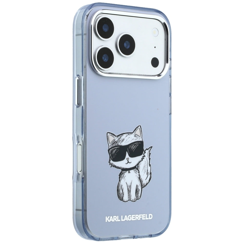 Custodia MagSafe per Apple iPhone 18 Pro / 17 Pro, Karl Lagerfeld, IML Choupette Body Sketch Print, Blu