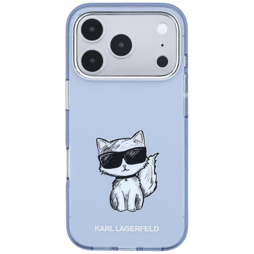 Custodia MagSafe per Apple iPhone 18 Pro / 17 Pro, Karl Lagerfeld, IML Choupette Body Sketch Print, Blu