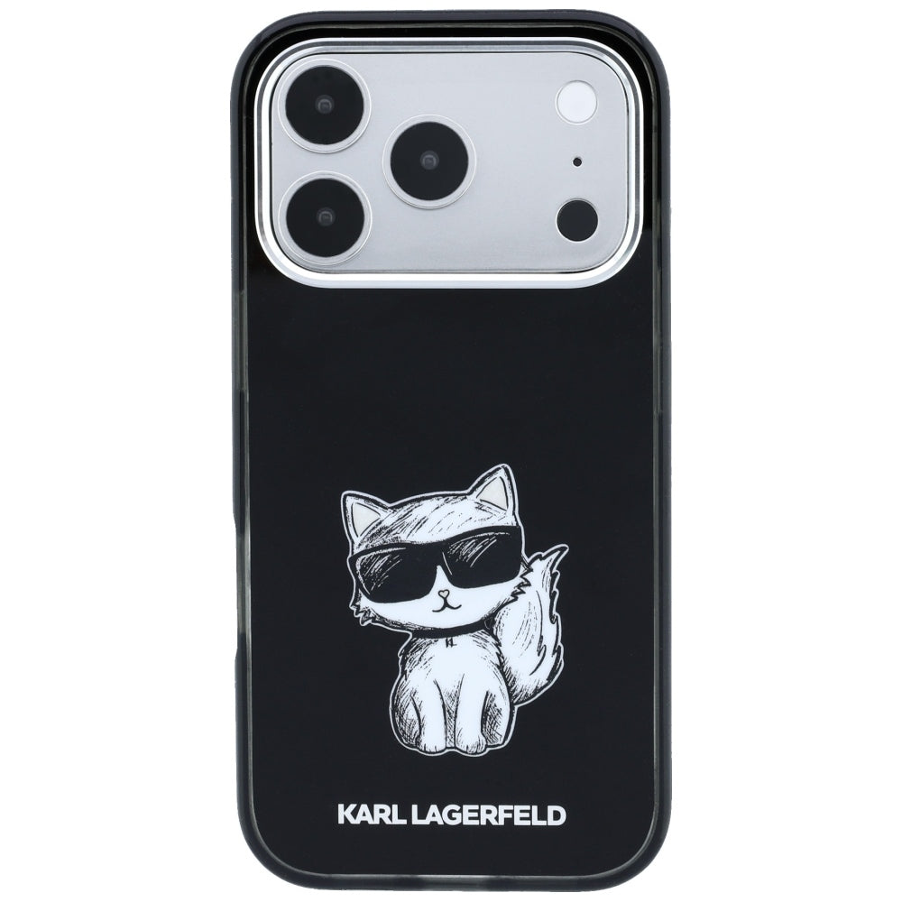Custodia MagSafe per Apple iPhone 18 Pro / 17 Pro, Karl Lagerfeld, IML Choupette Body Sketch Print, Nera