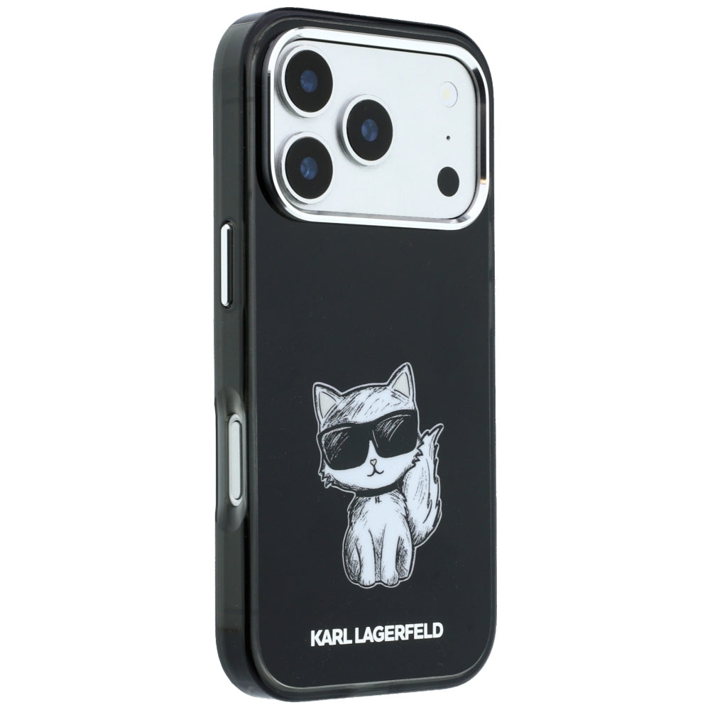 Custodia MagSafe per Apple iPhone 18 Pro / 17 Pro, Karl Lagerfeld, IML Choupette Body Sketch Print, Nera