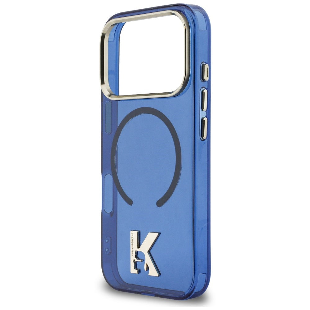Custodia MagSafe per Apple iPhone 18 Pro / 17 Pro, Karl Lagerfeld, IML Karl Head Logo, blu

