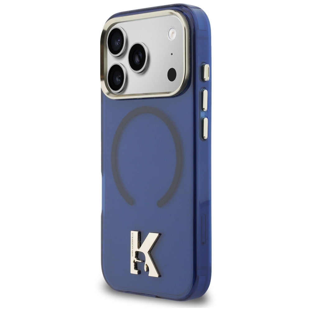 Custodia MagSafe per Apple iPhone 18 Pro / 17 Pro, Karl Lagerfeld, IML Karl Head Logo, blu
