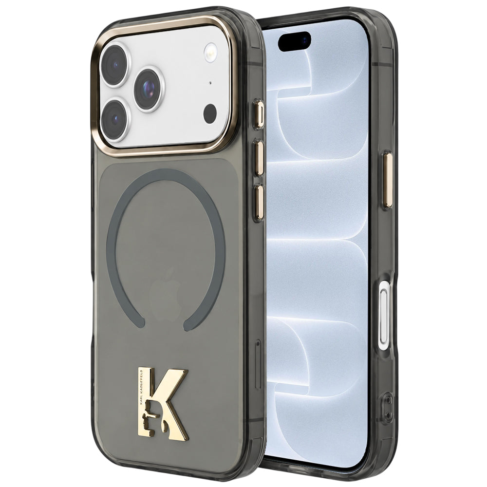 Coque MagSafe pour Apple iPhone 18 Pro / 17 Pro, Karl Lagerfeld, logo IML Karl Head, noire