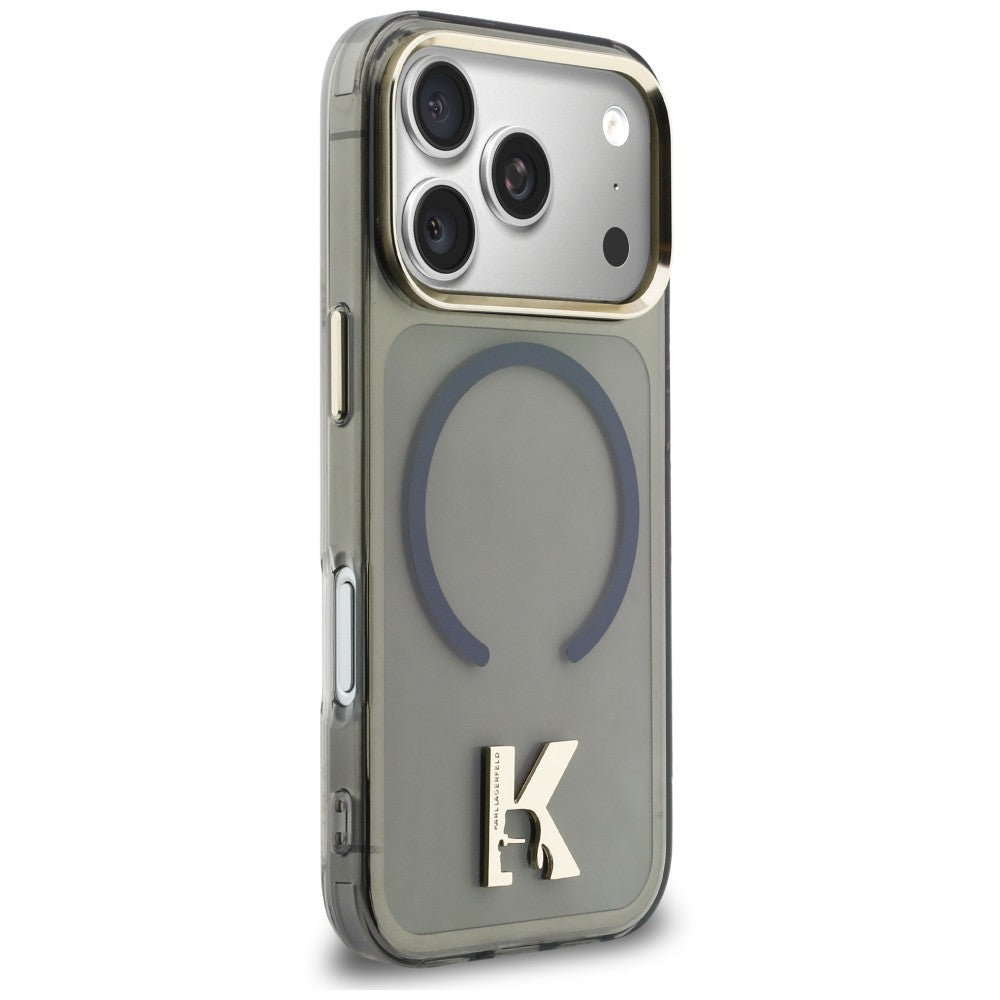 Coque MagSafe pour Apple iPhone 18 Pro / 17 Pro, Karl Lagerfeld, logo IML Karl Head, noire