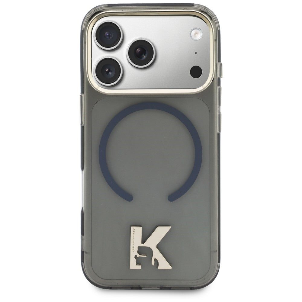 Coque MagSafe pour Apple iPhone 18 Pro / 17 Pro, Karl Lagerfeld, logo IML Karl Head, noire