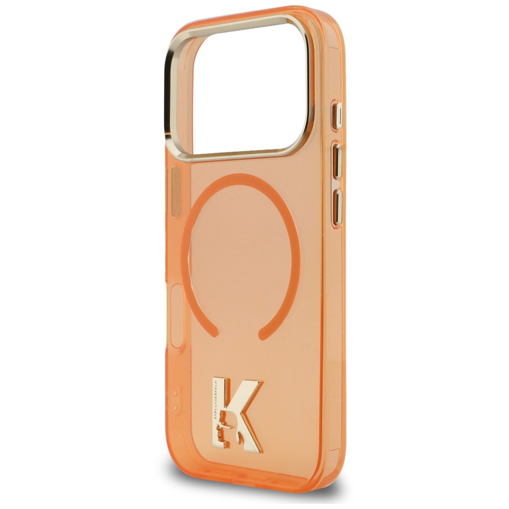 Coque MagSafe pour Apple iPhone 18 Pro / 17 Pro, Karl Lagerfeld, IML Karl Head Logo, orange