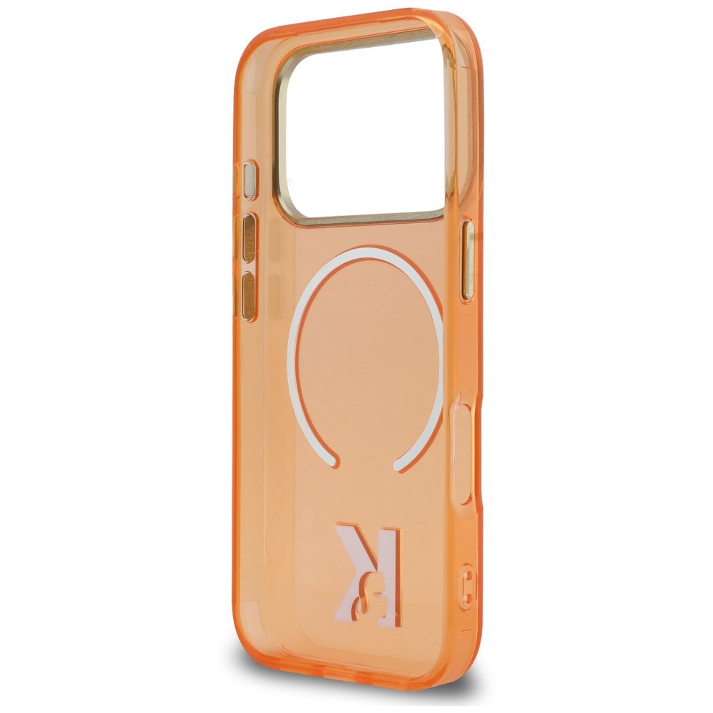 Coque MagSafe pour Apple iPhone 18 Pro / 17 Pro, Karl Lagerfeld, IML Karl Head Logo, orange