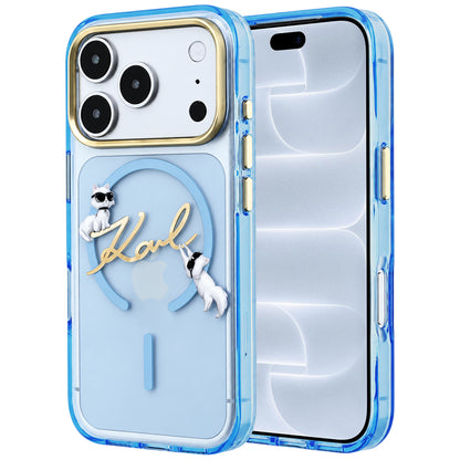 Coque MagSafe pour Apple iPhone 18 Pro / 17 Pro, Karl Lagerfeld, IML Logo Script Karl, Bleu