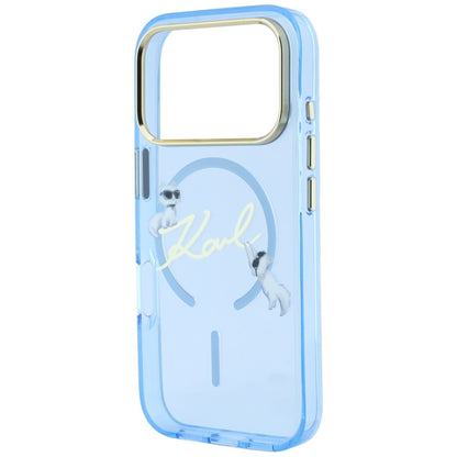 Coque MagSafe pour Apple iPhone 18 Pro / 17 Pro, Karl Lagerfeld, IML Logo Script Karl, Bleu