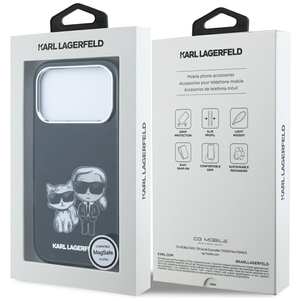 MagSafe-Hülle für Apple iPhone 18 Pro / 17 Pro, Karl Lagerfeld, IML KC Bodies Sketch Print, Schwarz