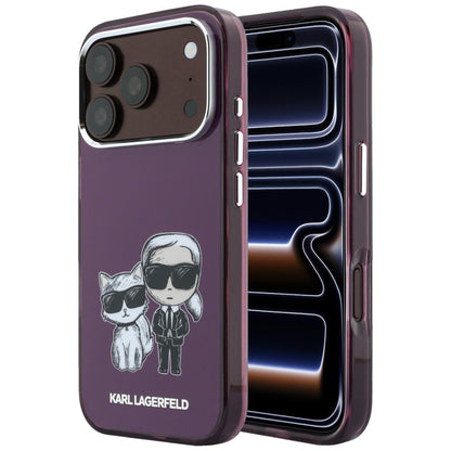 MagSafe-Hülle für Apple iPhone 18 Pro / 17 Pro, Karl Lagerfeld, IML KC Bodies Sketch Print, Weinrot