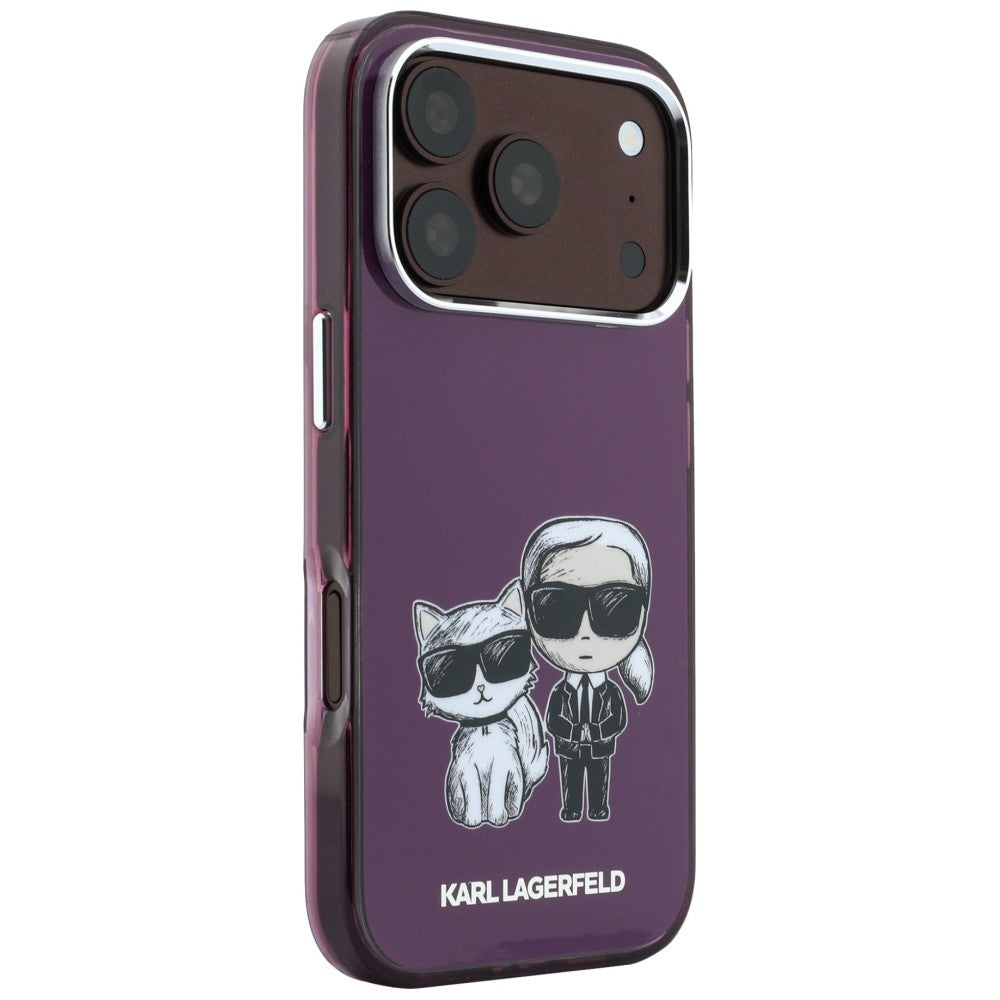 MagSafe-Hülle für Apple iPhone 18 Pro / 17 Pro, Karl Lagerfeld, IML KC Bodies Sketch Print, Weinrot