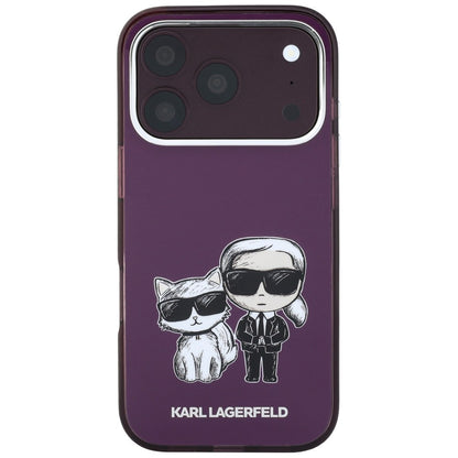 MagSafe-Hülle für Apple iPhone 18 Pro / 17 Pro, Karl Lagerfeld, IML KC Bodies Sketch Print, Weinrot
