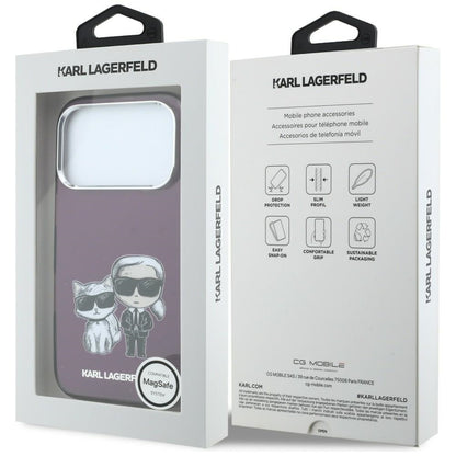 MagSafe-Hülle für Apple iPhone 18 Pro / 17 Pro, Karl Lagerfeld, IML KC Bodies Sketch Print, Weinrot
