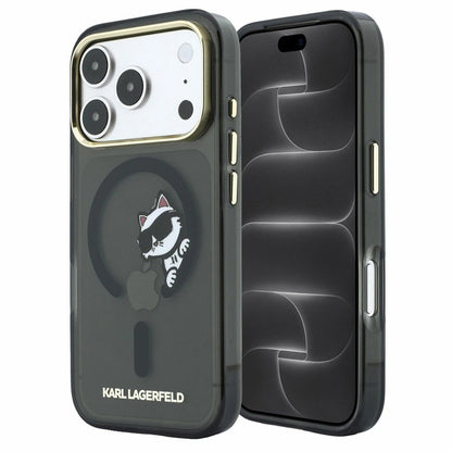 Custodia MagSafe per Apple iPhone 18 Pro / 17 Pro, Karl Lagerfeld, IML Peekaboo Print e Cornice Metallica, Nera