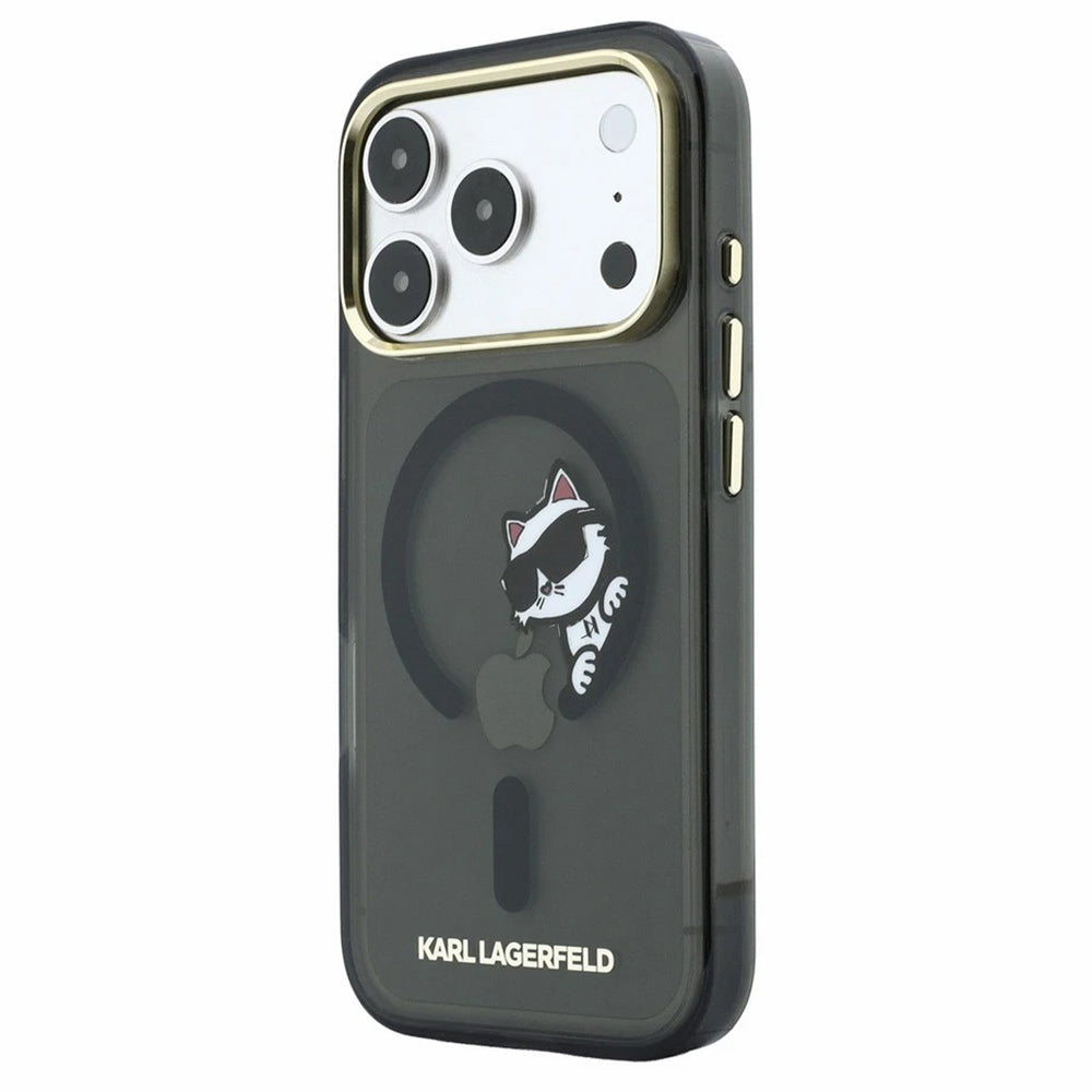 Custodia MagSafe per Apple iPhone 18 Pro / 17 Pro, Karl Lagerfeld, IML Peekaboo Print e Cornice Metallica, Nera