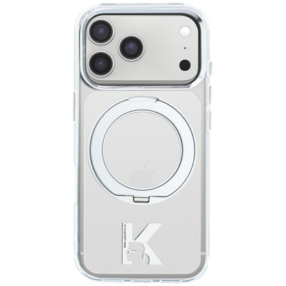 Custodia MagSafe per Apple iPhone 18 Pro / 17 Pro, Karl Lagerfeld, IML Ring Stand Kameo Metal, Trasparente