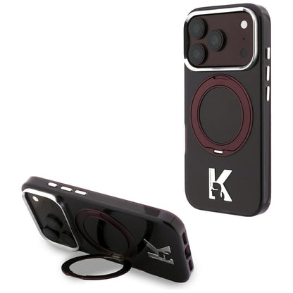 Custodia MagSafe per Apple iPhone 18 Pro / 17 Pro, Karl Lagerfeld, IML Ring Stand Kameo Metal, Vinaccia