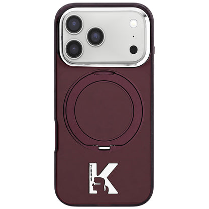 Custodia MagSafe per Apple iPhone 18 Pro / 17 Pro, Karl Lagerfeld, IML Ring Stand Kameo Metal, Vinaccia
