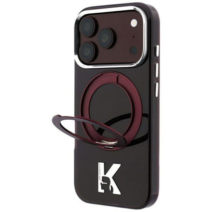 Custodia MagSafe per Apple iPhone 18 Pro / 17 Pro, Karl Lagerfeld, IML Ring Stand Kameo Metal, Vinaccia