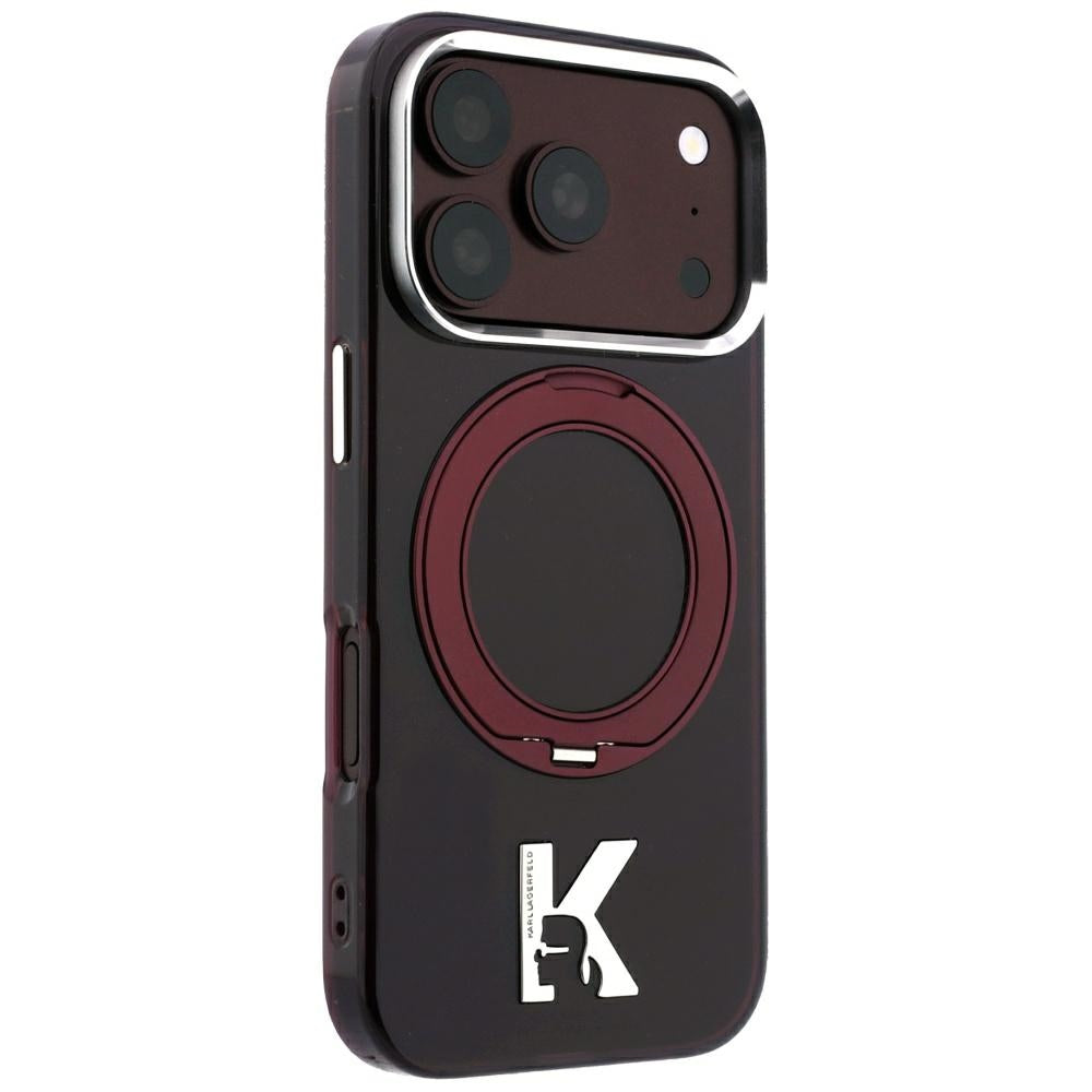 Custodia MagSafe per Apple iPhone 18 Pro / 17 Pro, Karl Lagerfeld, IML Ring Stand Kameo Metal, Vinaccia