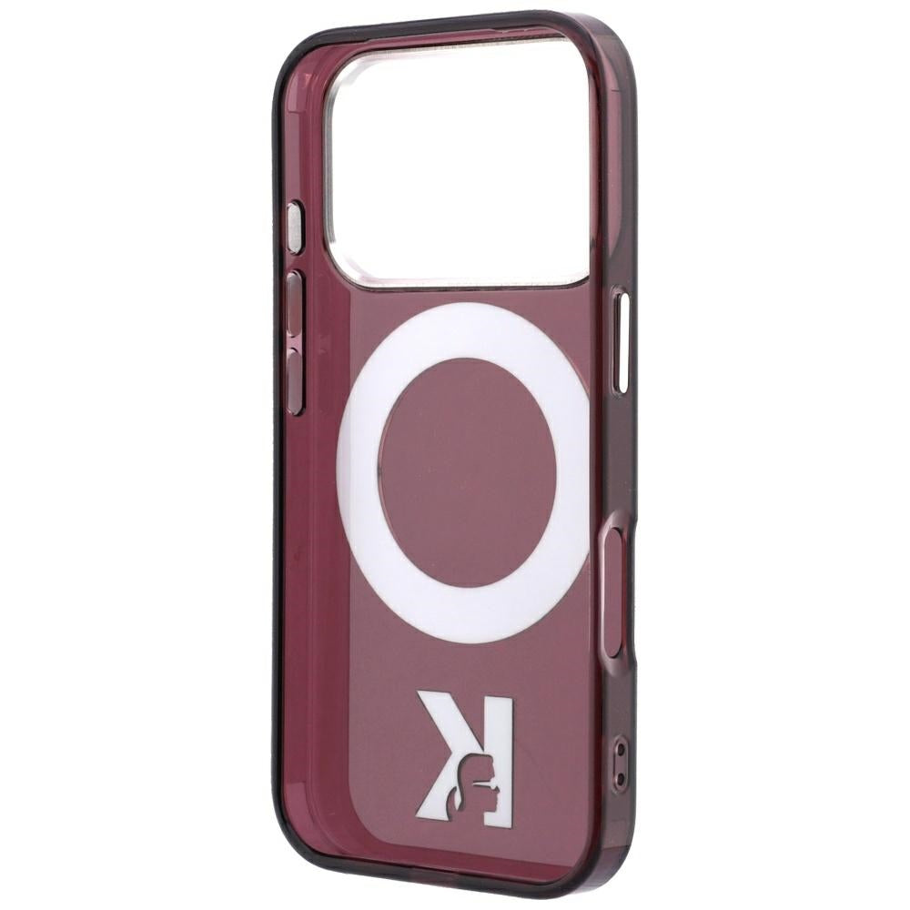 Custodia MagSafe per Apple iPhone 18 Pro / 17 Pro, Karl Lagerfeld, IML Ring Stand Kameo Metal, Vinaccia
