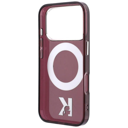 Custodia MagSafe per Apple iPhone 18 Pro / 17 Pro, Karl Lagerfeld, IML Ring Stand Kameo Metal, Vinaccia