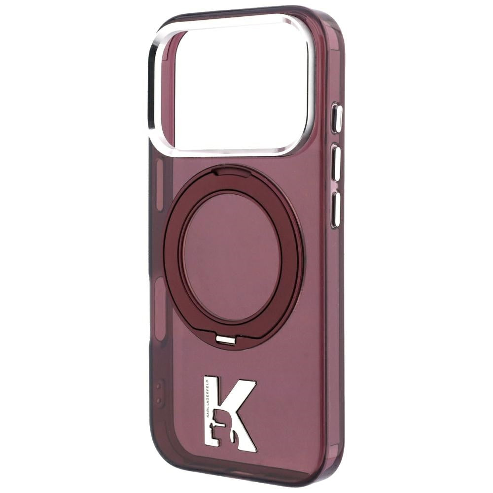 Custodia MagSafe per Apple iPhone 18 Pro / 17 Pro, Karl Lagerfeld, IML Ring Stand Kameo Metal, Vinaccia