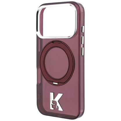 Custodia MagSafe per Apple iPhone 18 Pro / 17 Pro, Karl Lagerfeld, IML Ring Stand Kameo Metal, Vinaccia
