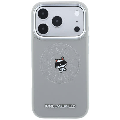 Custodia MagSafe per Apple iPhone 18 Pro / 17 Pro, Karl Lagerfeld, Point and Choupette Sketch, Grigio