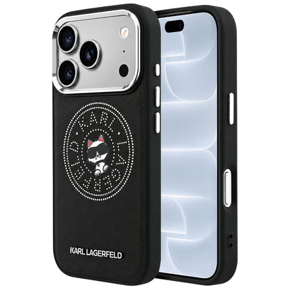 Coque MagSafe pour Apple iPhone 18 Pro / 17 Pro, Karl Lagerfeld, Point and Choupette Sketch, Noire