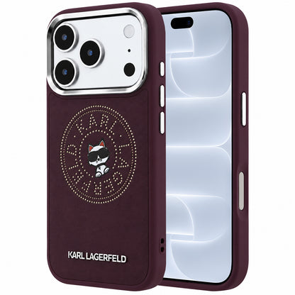 Coque MagSafe pour Apple iPhone 18 Pro / 17 Pro, Karl Lagerfeld, Point and Choupette Sketch, Bordeaux