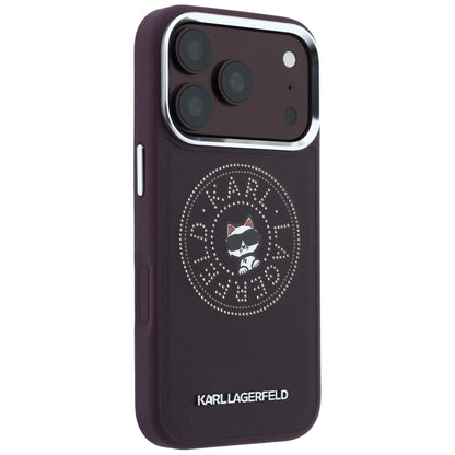 Coque MagSafe pour Apple iPhone 18 Pro / 17 Pro, Karl Lagerfeld, Point and Choupette Sketch, Bordeaux