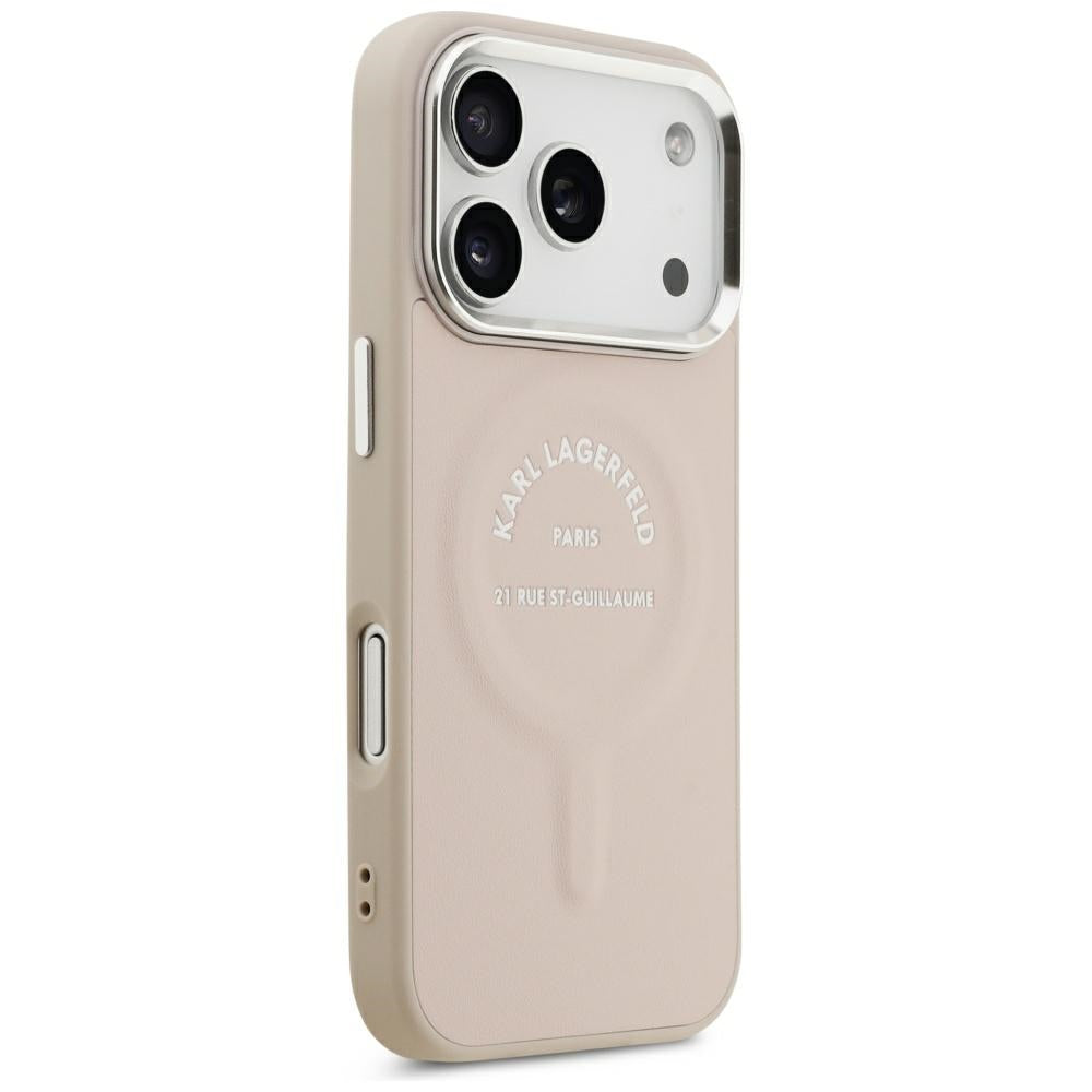 Custodia MagSafe per Apple iPhone 18 Pro / 17 Pro, Karl Lagerfeld, Anello Karl RSG Logo, Rosa