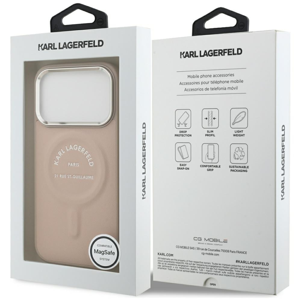 Custodia MagSafe per Apple iPhone 18 Pro / 17 Pro, Karl Lagerfeld, Anello Karl RSG Logo, Rosa