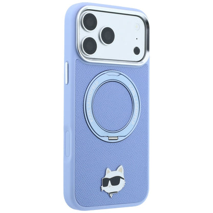 Coque MagSafe pour Apple iPhone 18 Pro / 17 Pro, Karl Lagerfeld, Support Anneau 360 Choupette Pin, Bleu