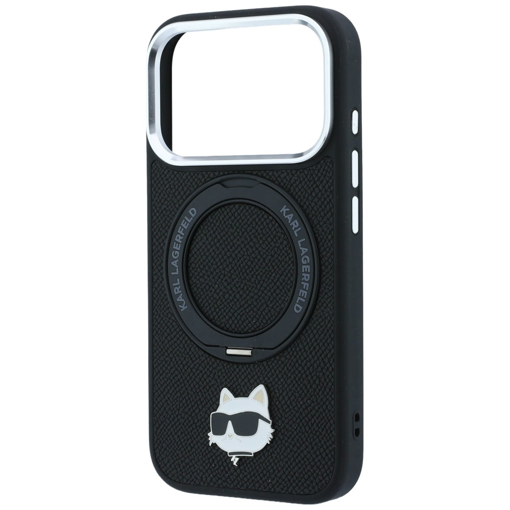 Custodia MagSafe per Apple iPhone 18 Pro / 17 Pro, Karl Lagerfeld, Ring Stand 360 Choupette Pin, Nera