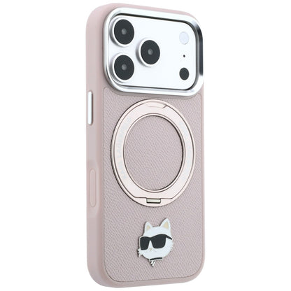Custodia MagSafe per Apple iPhone 18 Pro / 17 Pro, Karl Lagerfeld, Ring Stand 360 Choupette Pin, rosa