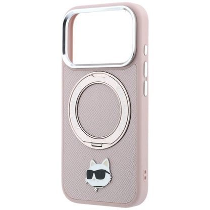 Custodia MagSafe per Apple iPhone 18 Pro / 17 Pro, Karl Lagerfeld, Ring Stand 360 Choupette Pin, rosa