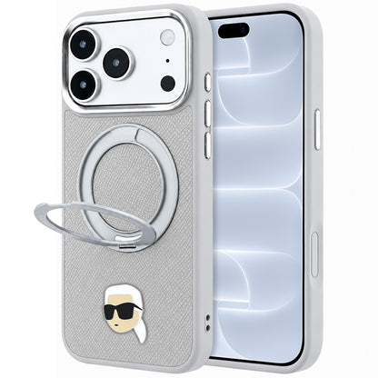MagSafe-Hülle für Apple iPhone 18 Pro / 17 Pro, Karl Lagerfeld, Ring Stand 360 Karl Pin, Grau