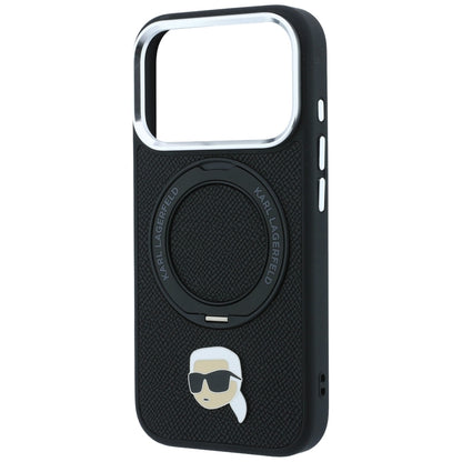 Coque MagSafe pour Apple iPhone 18 Pro / 17 Pro, Karl Lagerfeld, Ring Stand 360 Karl Pin, Noire